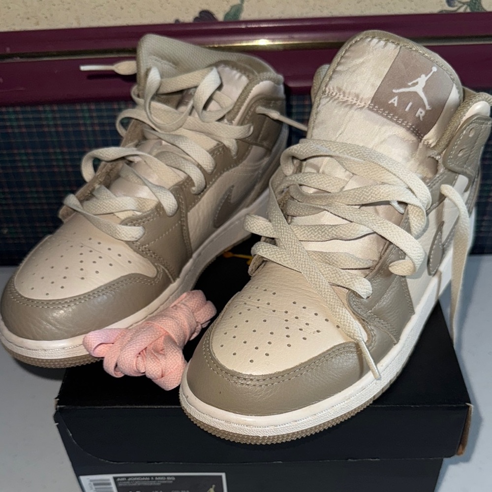 Jordan Cream and Tan High-Top Sneakers